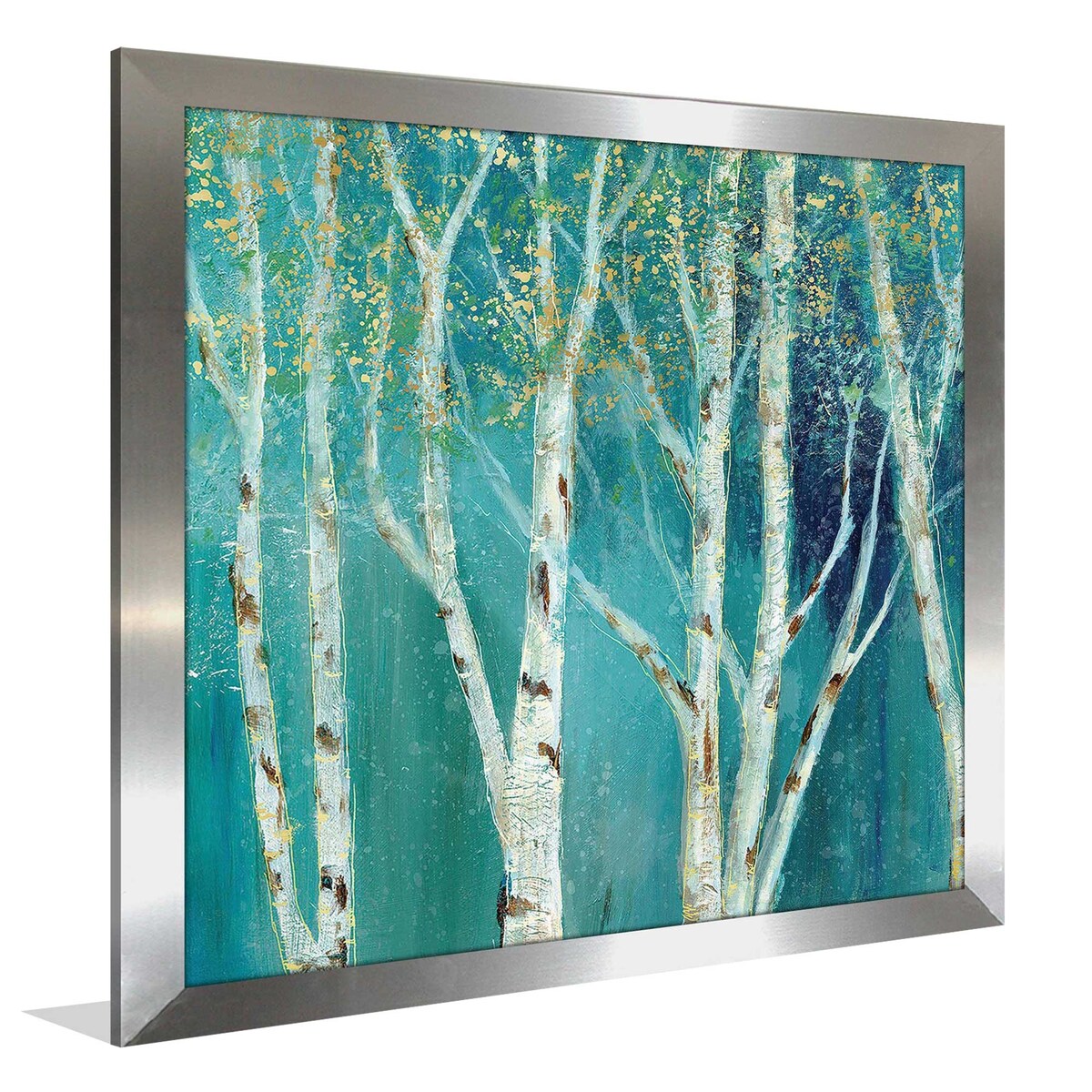 Nan Print on Acrylic - Birch on Blue I Square Wall Art for Living Room, Bedroom & Office Decor | Modern Abstract Landscape Painting