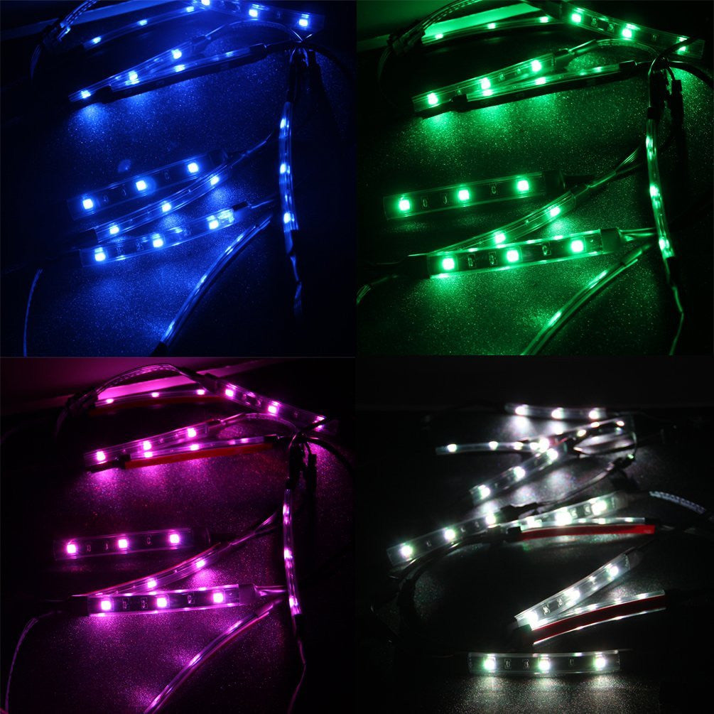 Motorcycle LED Light Kit - Multi-Color Flexible Strip Lights with Wireless Remote Control | Ground Effect Lighting for Night Riding & Custom Bike Decoration