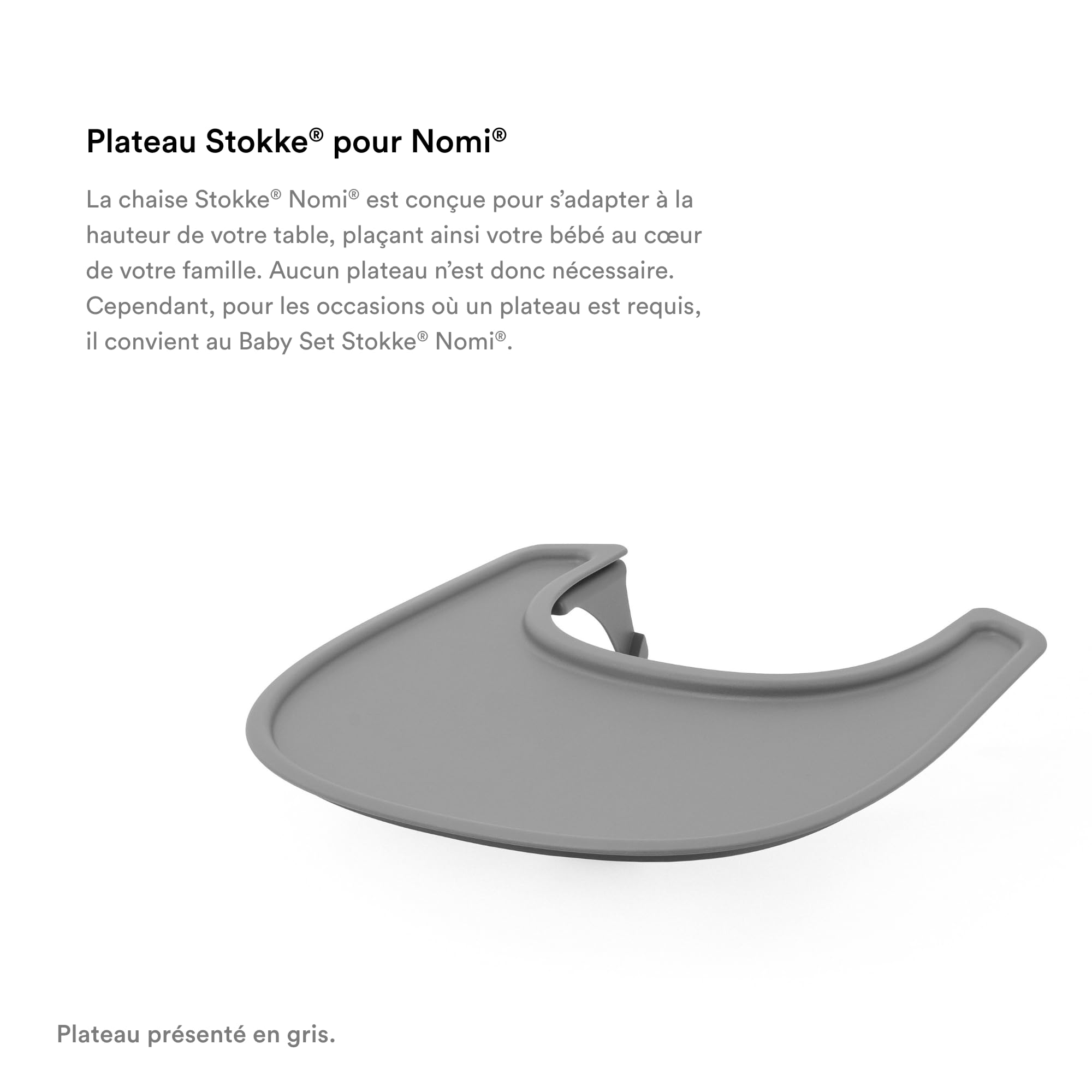Stokke Nomi High Chair Tray - Black | Dishwasher Safe Food-Grade Plastic | Easy Mount for Stokke Nomi Baby High Chair | Perfect for Mealtime & Playtime