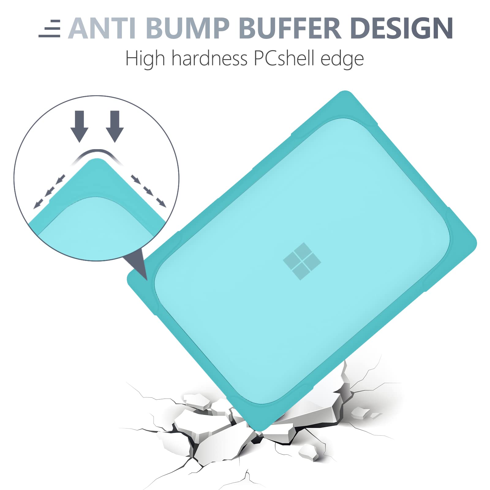 Batianda Shockproof Protective Case for 12.4 Inch Microsoft Surface Laptop Go 2 & Go 3, Durable Cover with Foldable Kickstand & Keyboard Protection, Blue - Ideal for Travel, Work, and School
