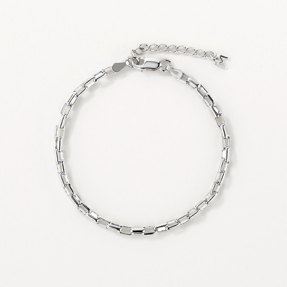 Silver Box Paperclip Chain Bracelet for Women - Trendy Minimalist Jewelry for Everyday Wear & Layering