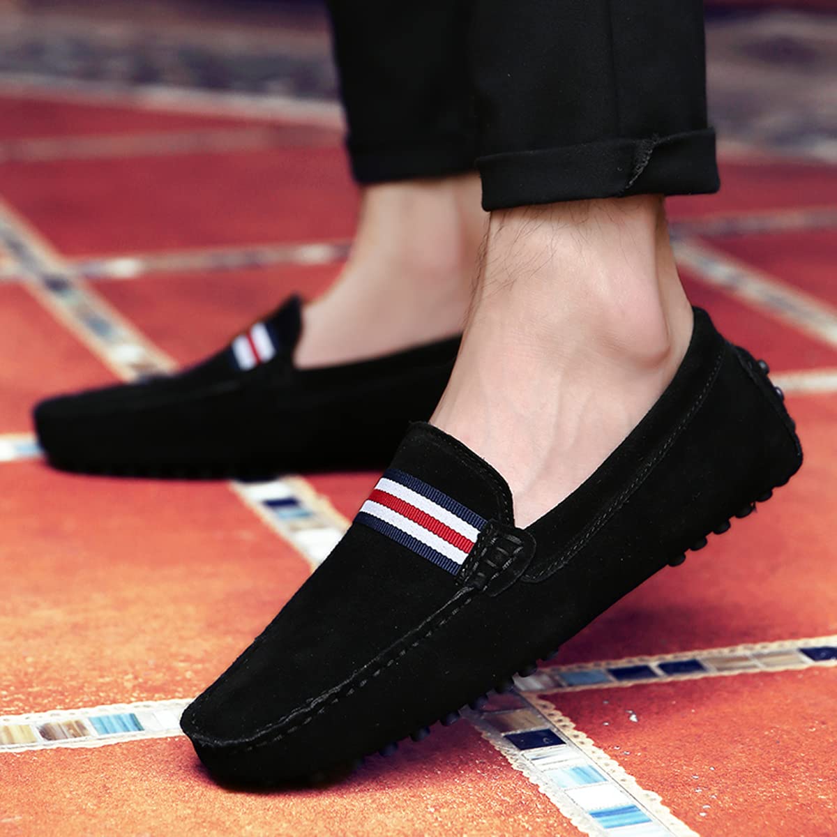 **Santimon Men's Suede Leather Penny Loafers - Slip-On Casual Driving Shoes for Wedding, Prom & Office - Comfortable Moccasins for Daily Wear & Formal Occasions**