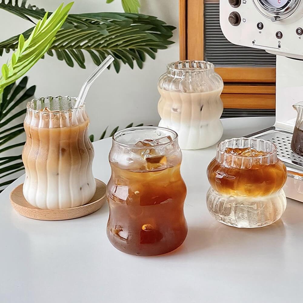 Vintage Cold Coffee Glass Cup - Insulated Iced Coffee Tumbler for Home, Office & Outdoor Use