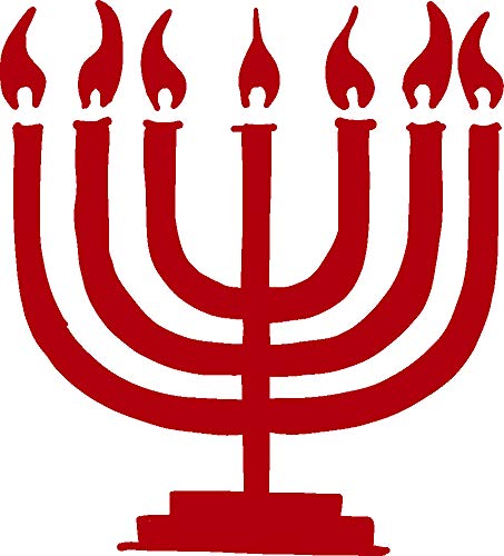 5 Inch Menorah Vinyl Decal for Cars, Trucks, Windows, Laptops & Tablets - Durable 2.5mm Thick Outdoor Vinyl Sticker in Red - Perfect for Hanukkah Decorations, Vehicle Personalization & Holiday Gifts