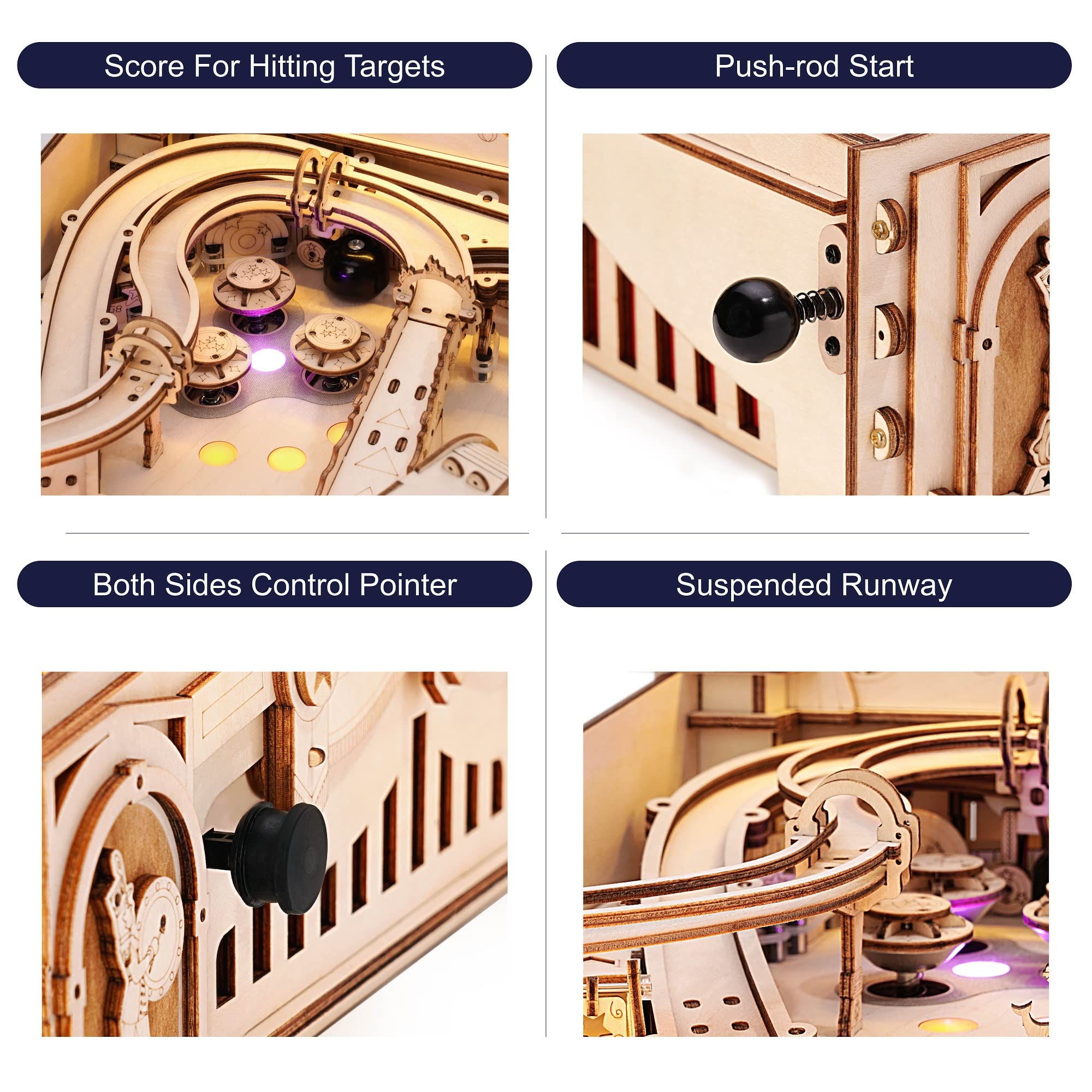 3D Wooden Puzzle for Adults - DIY Pinball Machine Building Kit, Mechanical Model Kits for Teens & Kids - Fun Family Party Games & STEM Learning Activity for Home & Classroom