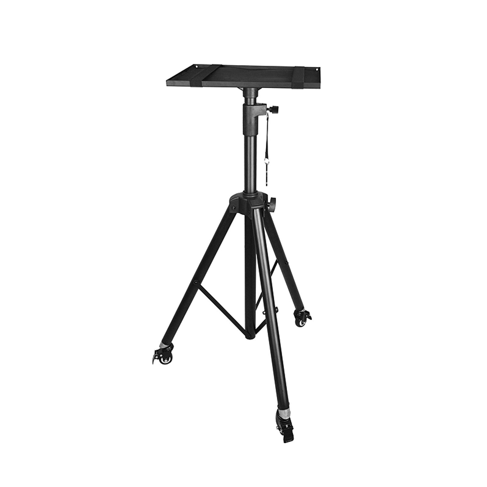 Adjustable Height Projector Mount Stand with Tray - Multifunctional DJ & Laptop Tripod, Foldable Notebook Computer Stand, Black Ceiling Mount (Brass Color) - Perfect for Home Theater, Office Presentations & DJ Equipment Setup