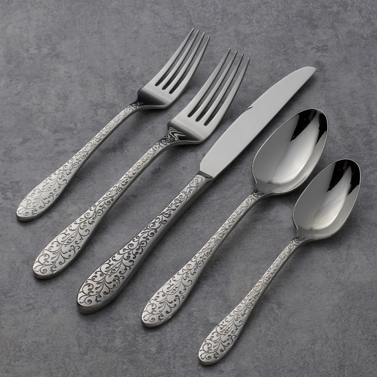 Ivy Flourish 20-Piece Stainless Steel Flatware Set - Elegant Silverware for Dining, Entertaining & Gift Giving