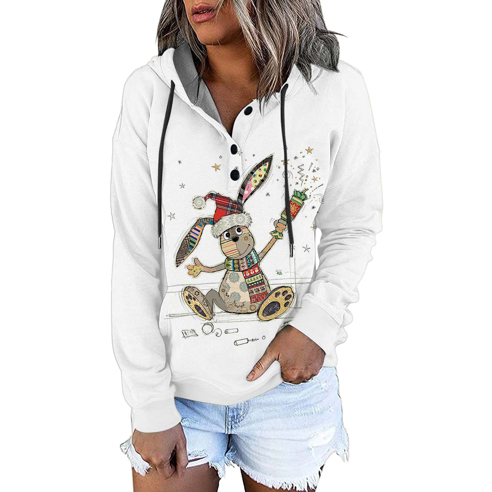 MLAGJSS Women's Lightweight Long Sleeve Pullover Sweater - Christmas Print Casual Loose Tunic Top - Round Neck Blouse for Holiday Party, Office & Everyday Wear