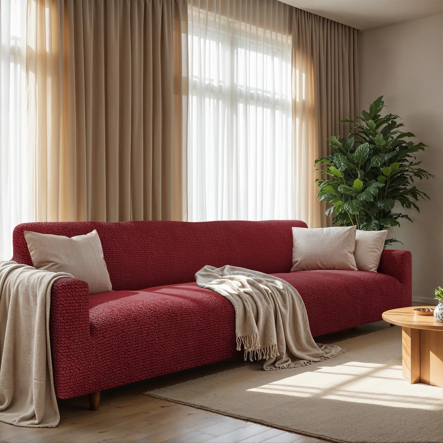 4-Seater Sofa Slipcover - Soft Microfiber Fabric, Stretchable & Washable - Perfect for Living Room, Family Room & Home Decor