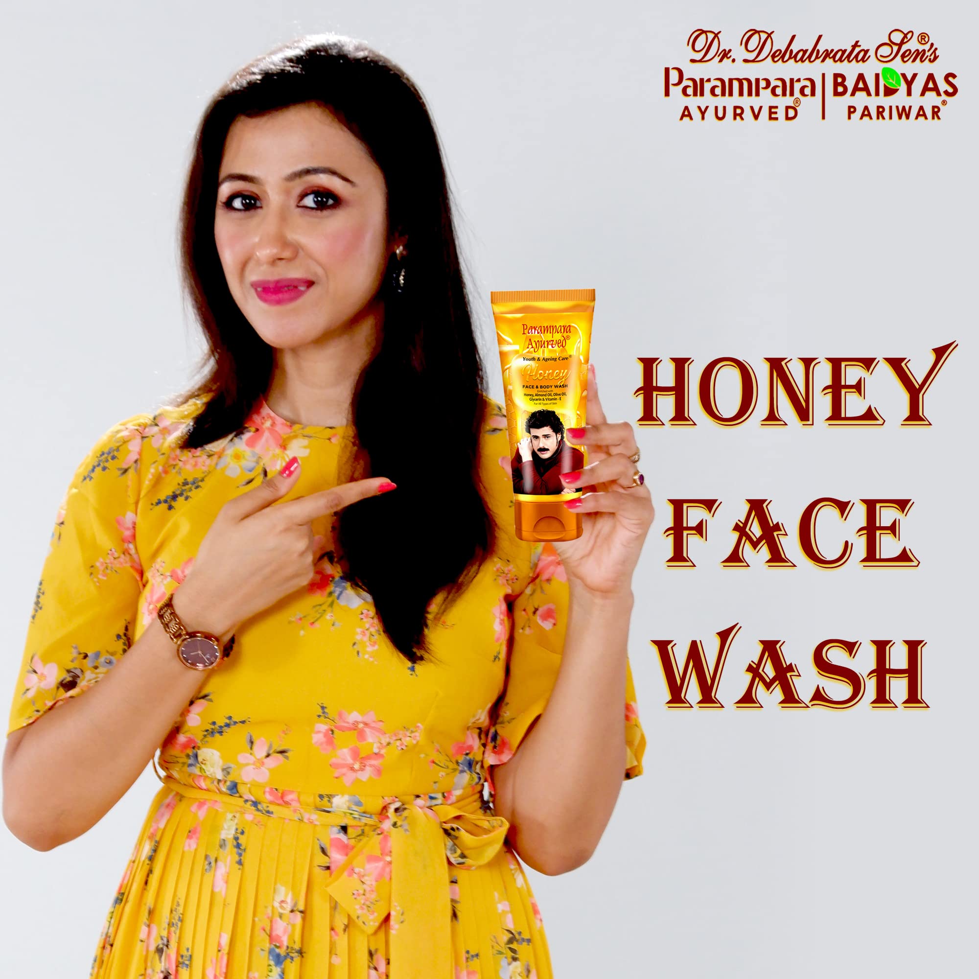 Parampara Ayurvedic Honey Face & Body Wash - Herbal Skin Cleansing Gel with Multivitamins, Glycerin & Antioxidants | Natural Moisturizer for Hydrated, Oil-Free & Glowing Skin | Acne Treatment | 75ml | Perfect for Daily Skincare Routine & Spa-Like Experience at Home