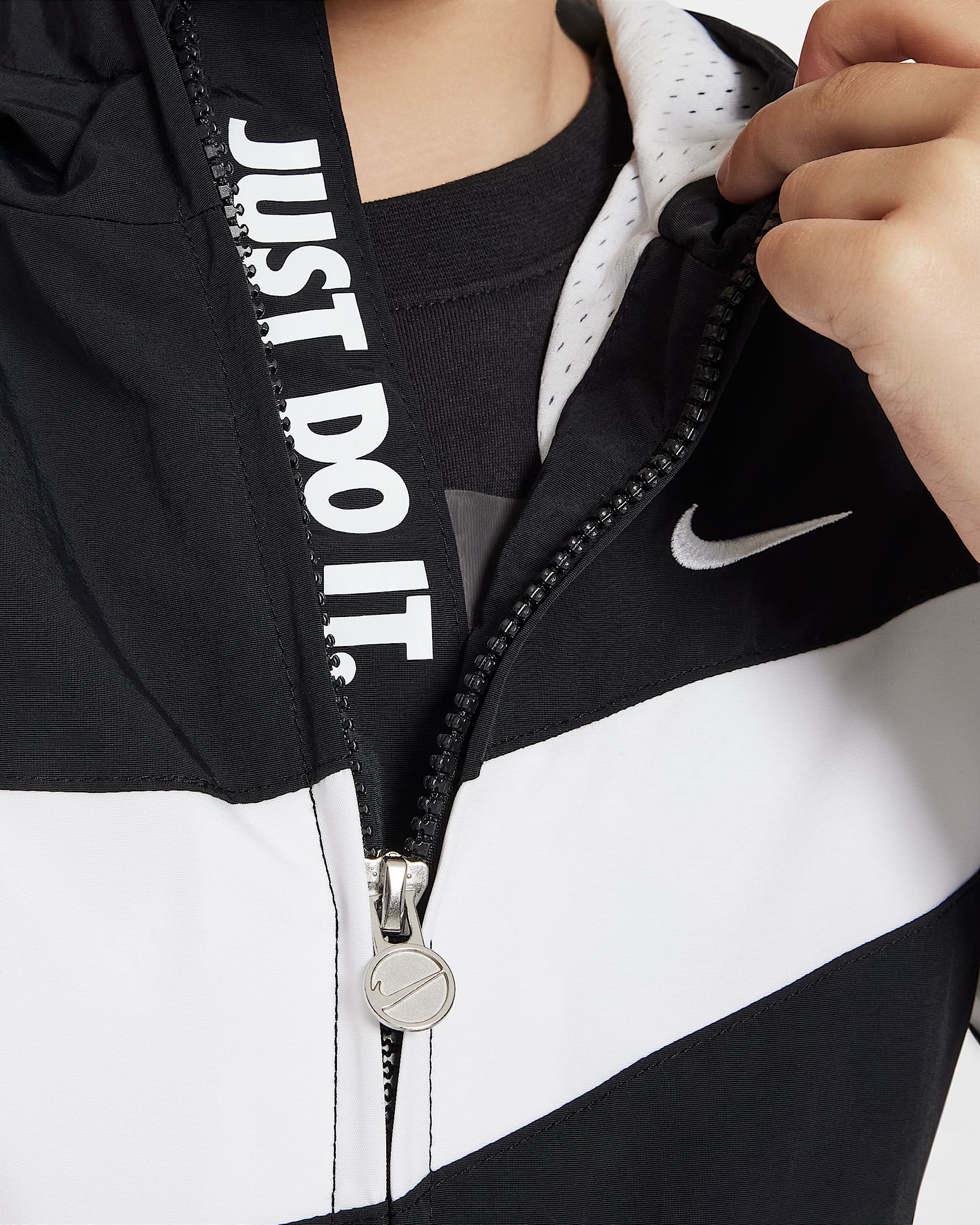 Nike Kids' Big Swoosh Black Jacket - Lightweight Windbreaker for Boys & Girls - Perfect for School, Sports & Outdoor Activities