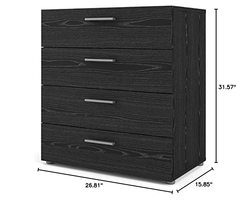 Home Square 2-Piece Black Woodgrain Bedroom Set with Chest and Nightstand - Perfect for Modern Bedrooms & Guest Rooms
