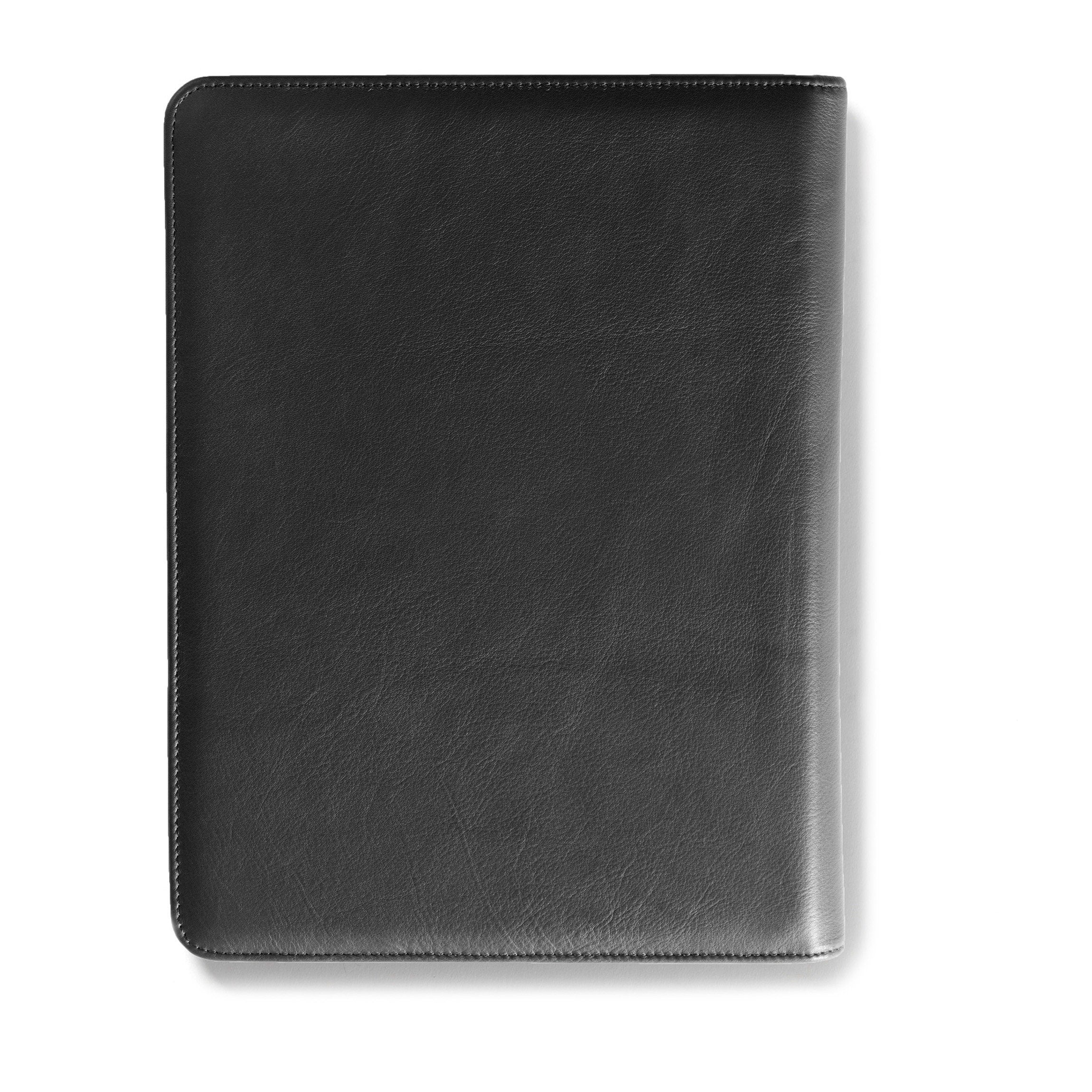 Premium Left-Handed Leather Folio - Black Onyx Finish | Ideal for Business Professionals & Students | Organize Documents in Style