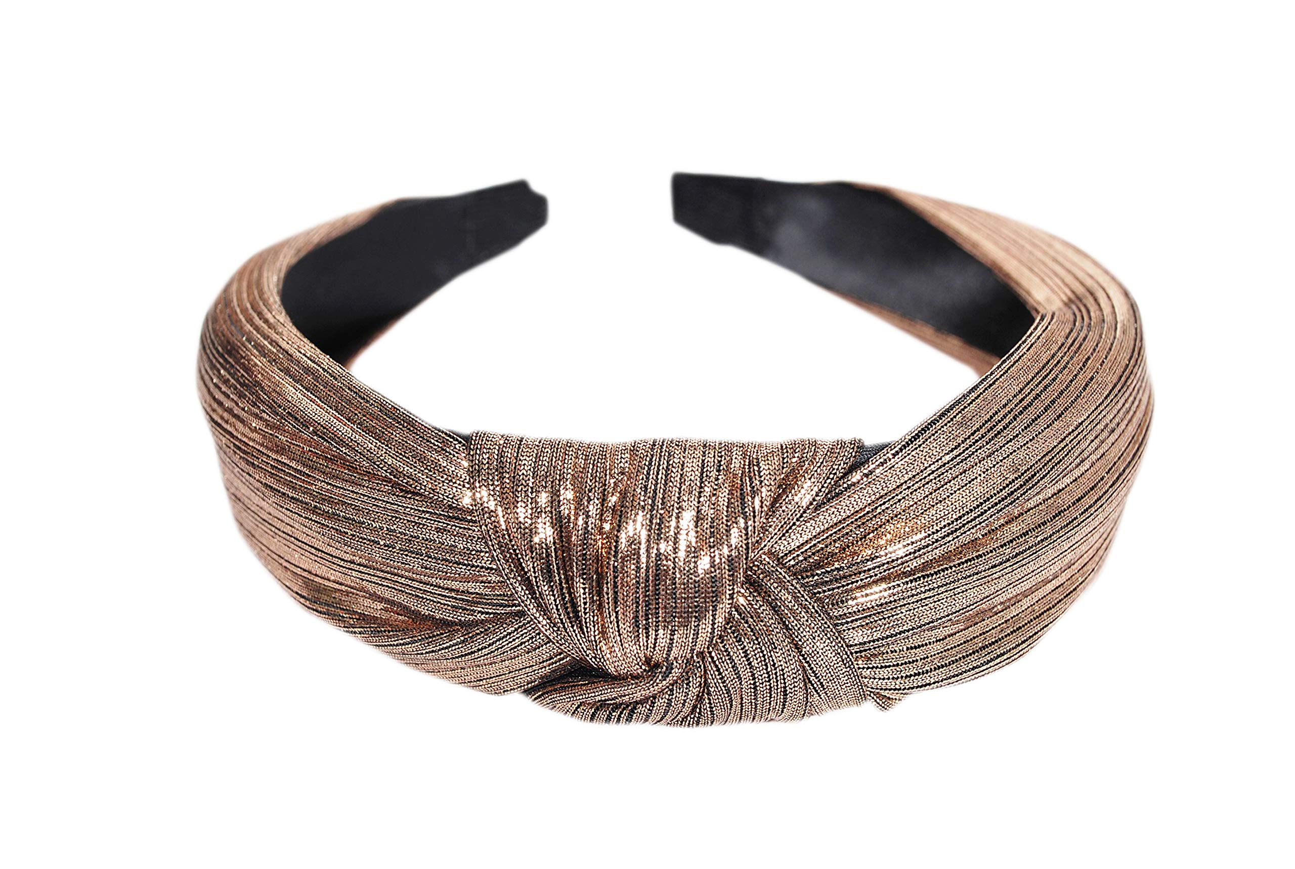 Fashionable Shimmer Brown Fabric Knot Hairband Headband for Women & Girls - Stylish Hair Accessories for Parties, Weddings & Everyday Wear
