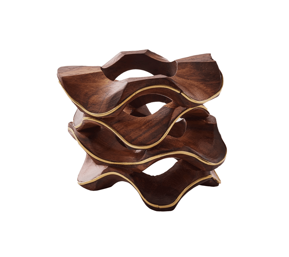 Elegant Brown & Gold Pavilion Napkin Rings Set of 4 - Premium Tableware for Wedding, Dinner Party & Holiday Decor