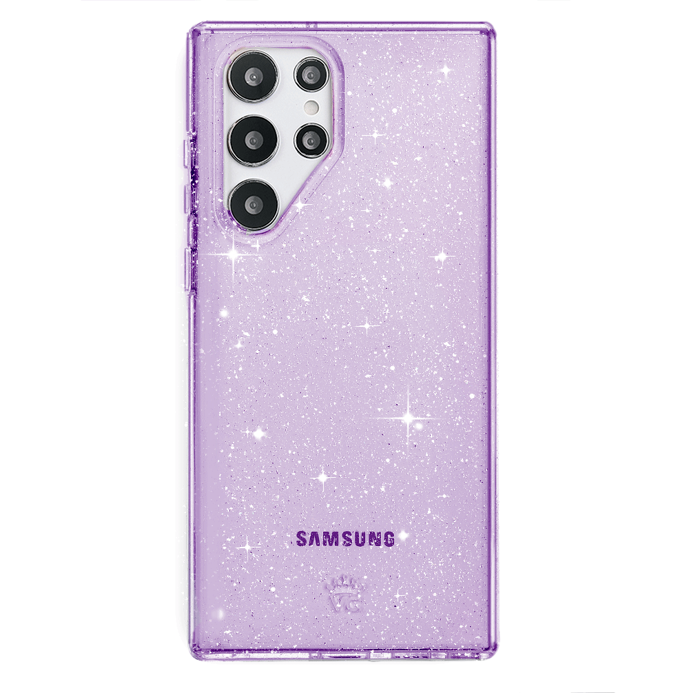 Lilac Stardust Samsung Phone Case - Protective Cover for Galaxy S21/S22/S23 - Trendy Glitter Design - Perfect for Everyday Use & Gift Giving