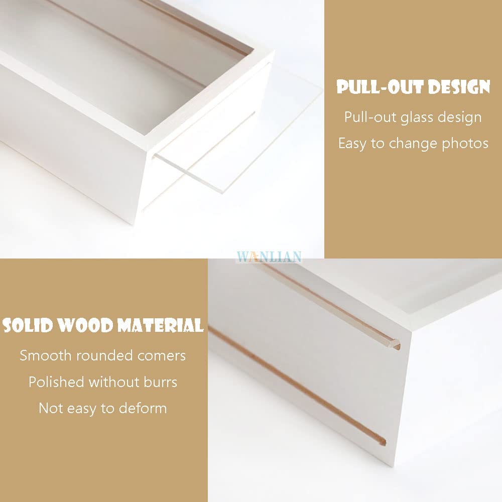 Premium Wooden Shadow Box Frame - Double-Sided HD Plexiglass Display Case for DIY Projects, Dried Flowers, Specimens, Handicrafts & Baby Keepsakes (White) - Perfect for Home Decor, Wedding Memories & Photo Displays