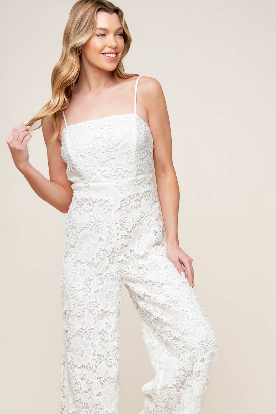 Forever Yours White Lace Bridal Jumpsuit - Elegant Wedding Outfit for Bride, Bridesmaids & Special Occasions
