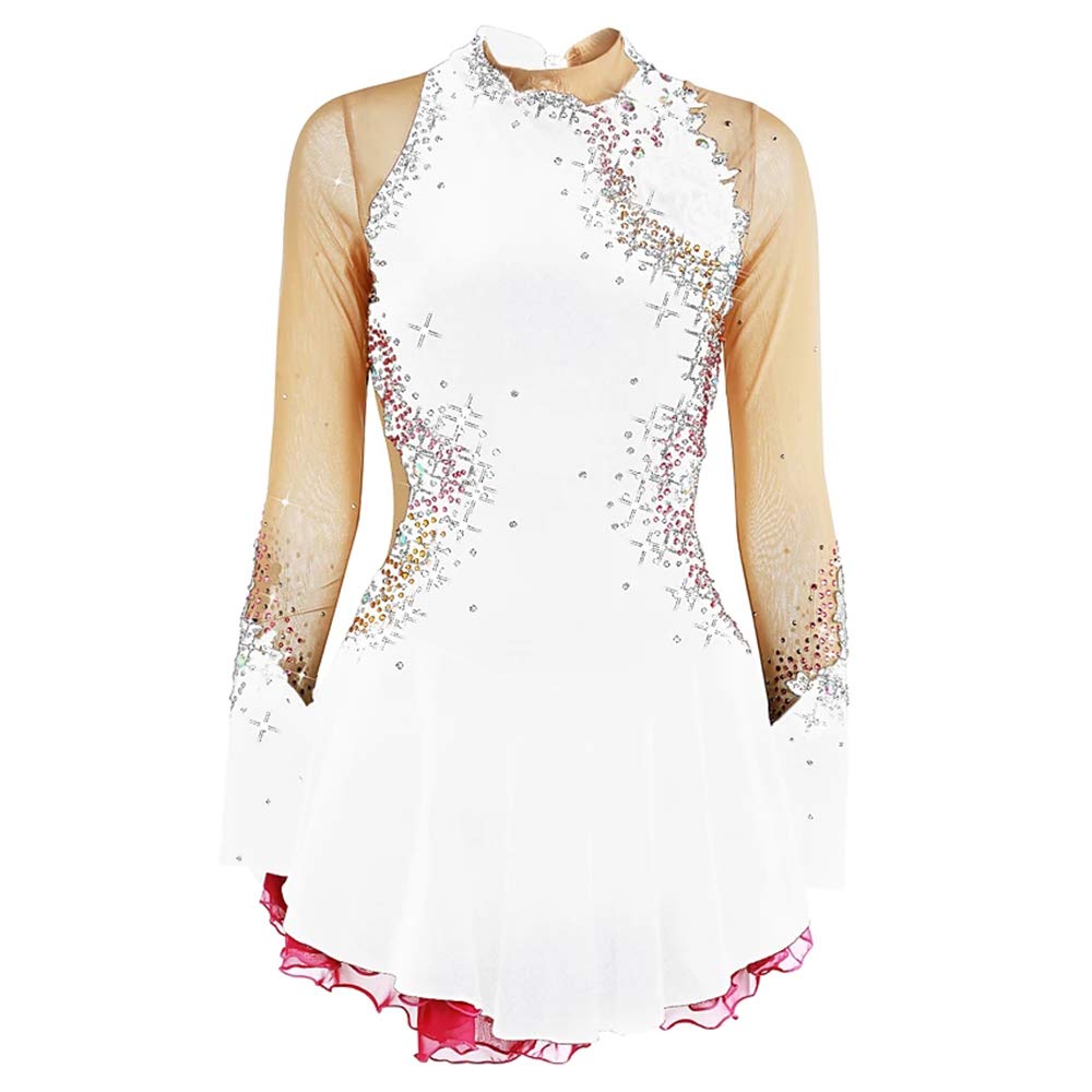 Women's & Girls' Figure Skating Dress - White, Black, Purple Velvet High Elasticity Competition Skating Outfit - Warm Handmade Performance Costume for Ice Shows & Competitions