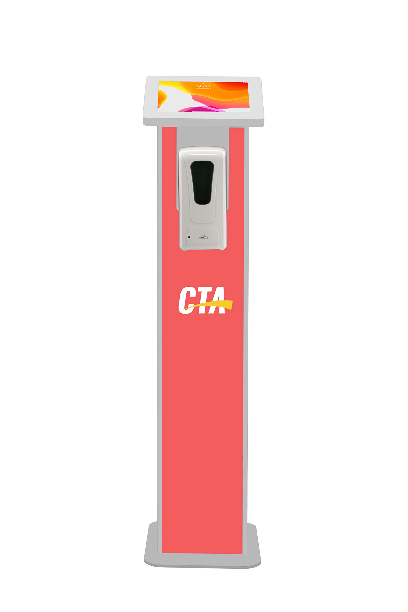Premium Locking Floor Stand Kiosk with Graphic Card Slot & Automatic Soap Dispenser - Secure Display for iPad Pro 11