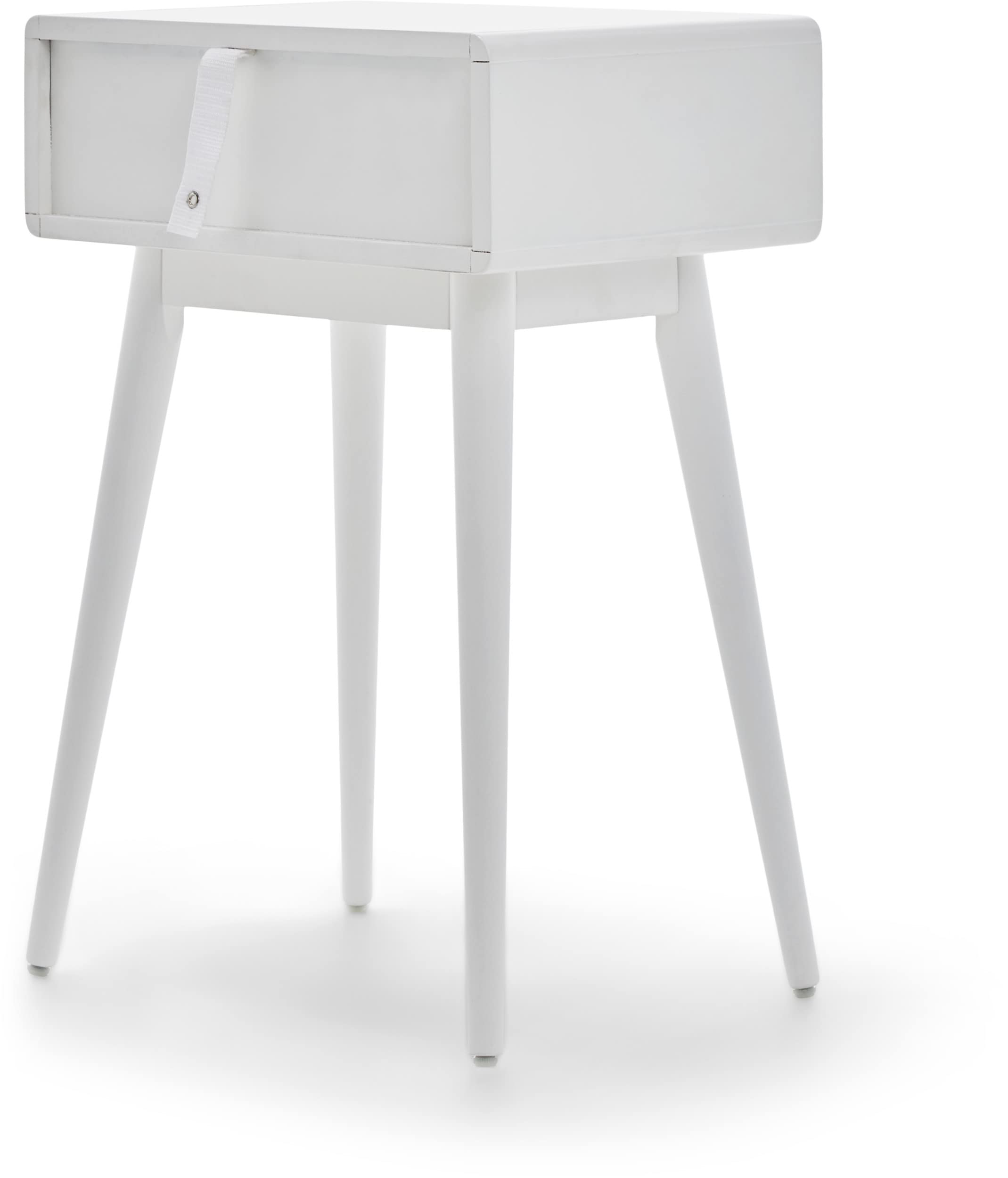 Elle Decor Rory White Side Table - Minimalist Mid-Century Nightstand for Bedroom & Living Room