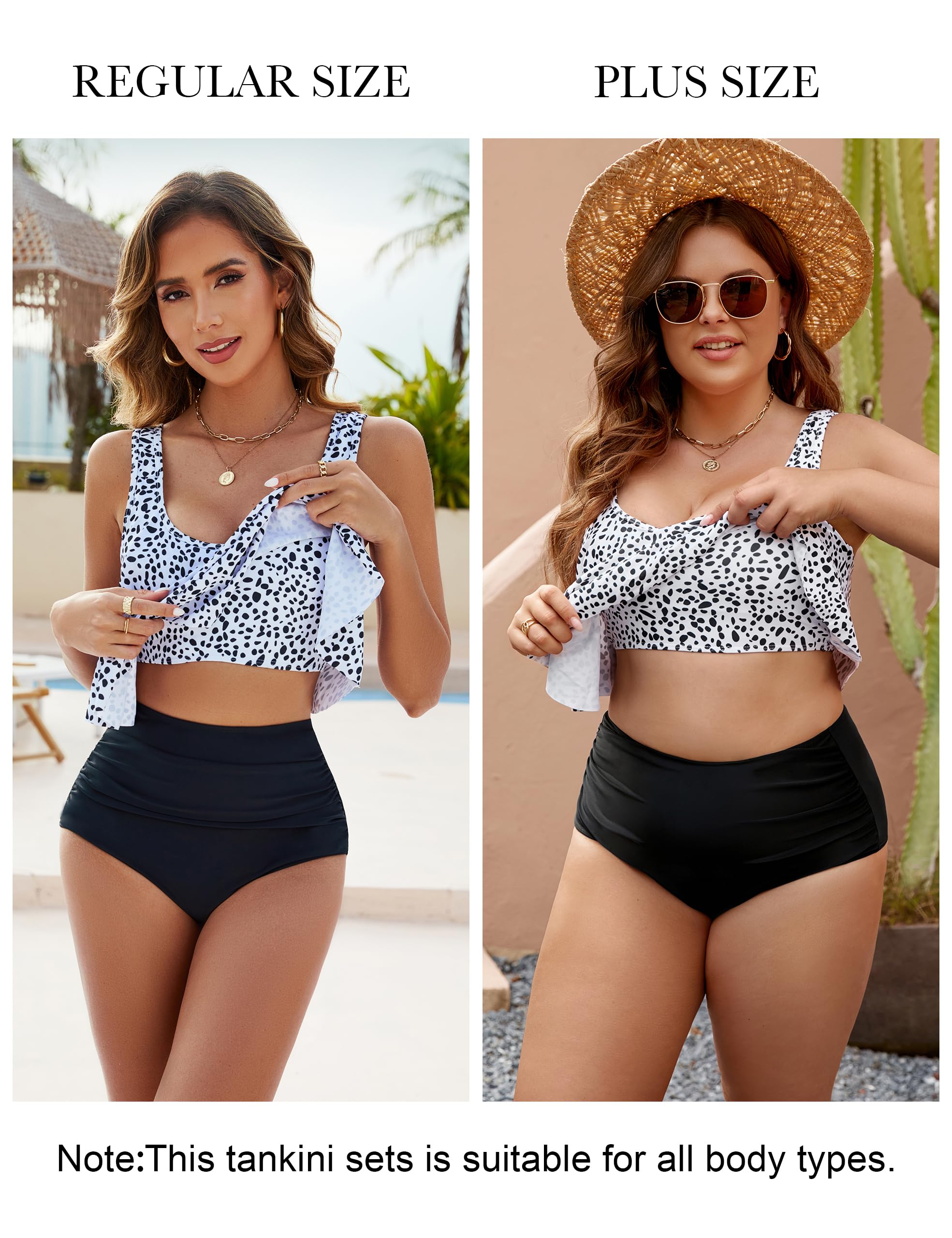 **Edelqual Women's High Waisted Tankini Swimsuits – Plus Size Two Piece Bathing Suits with Tummy Control – Perfect for Beach Vacations, Pool Parties & Summer Getaways**