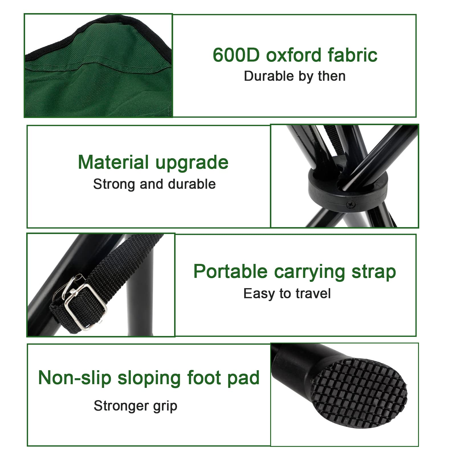 Portable Folding Camping Stool - 15.75 Inch Lightweight Tripod Seat for Outdoor Adventures | Perfect for Camping, Hiking, Fishing, Hunting, Beach, Picnic & Garden Use
