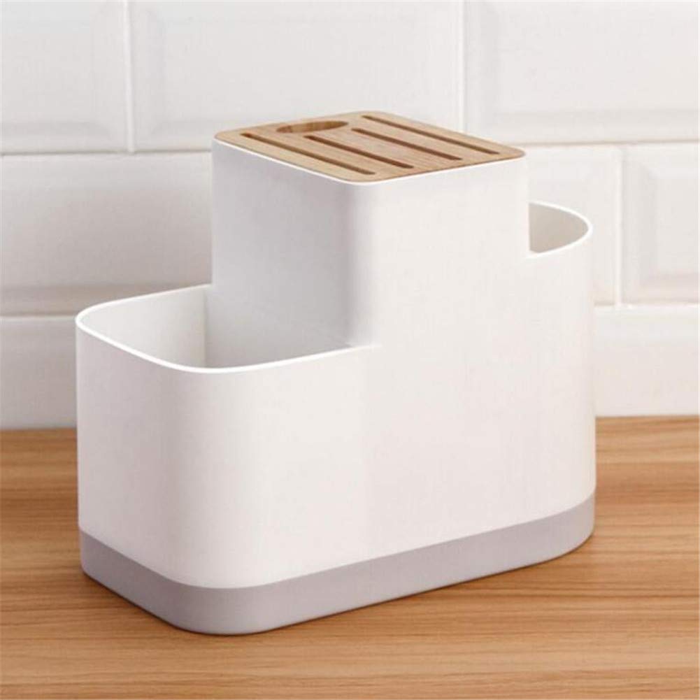 Stainless Steel Kitchen Cutlery Holder & Utensil Drying Rack - Cutlery Stand Drainer for Spoons, Forks, Chopsticks - Kitchen Organizer Bucket with Drainage Holes - Perfect for Countertop Storage & Dish Drying After Washing (Black)