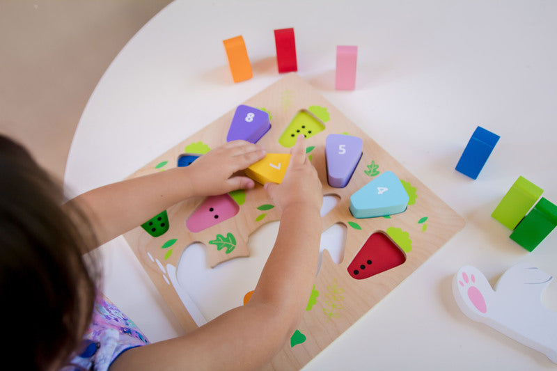 Chunky Wooden Puzzle for Toddlers - 123 Carrot Counting & Learning Toy - Educational Wooden Blocks for Kids - Perfect for Early Childhood Development & Playtime Fun