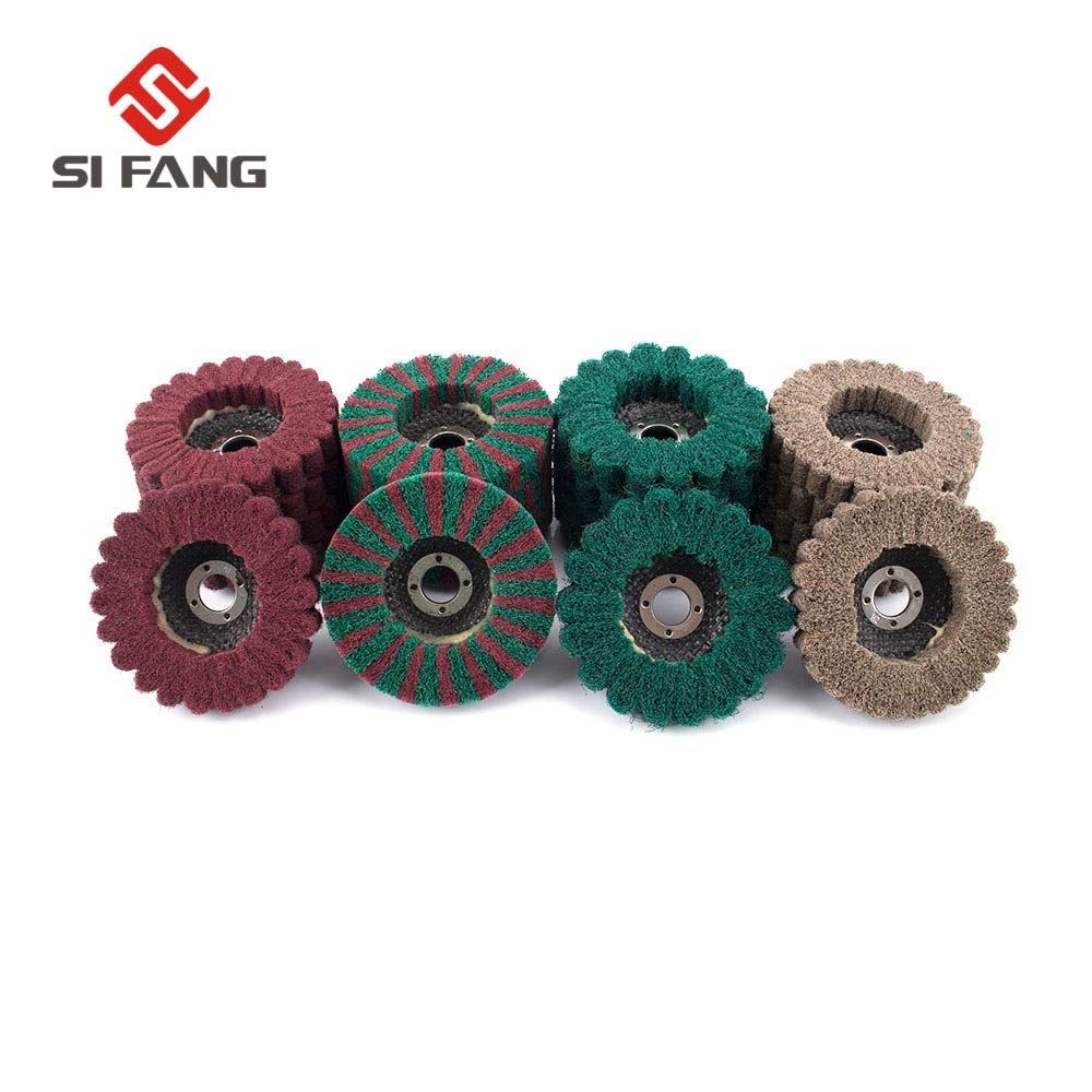 4Pcs 4-Inch Nylon Fiber Flap Polishing Wheel Discs for Angle Grinder - Buffing & Polishing Kit for Metal, Wood & Automotive Surfaces - Perfect for DIY, Workshop & Professional Use
