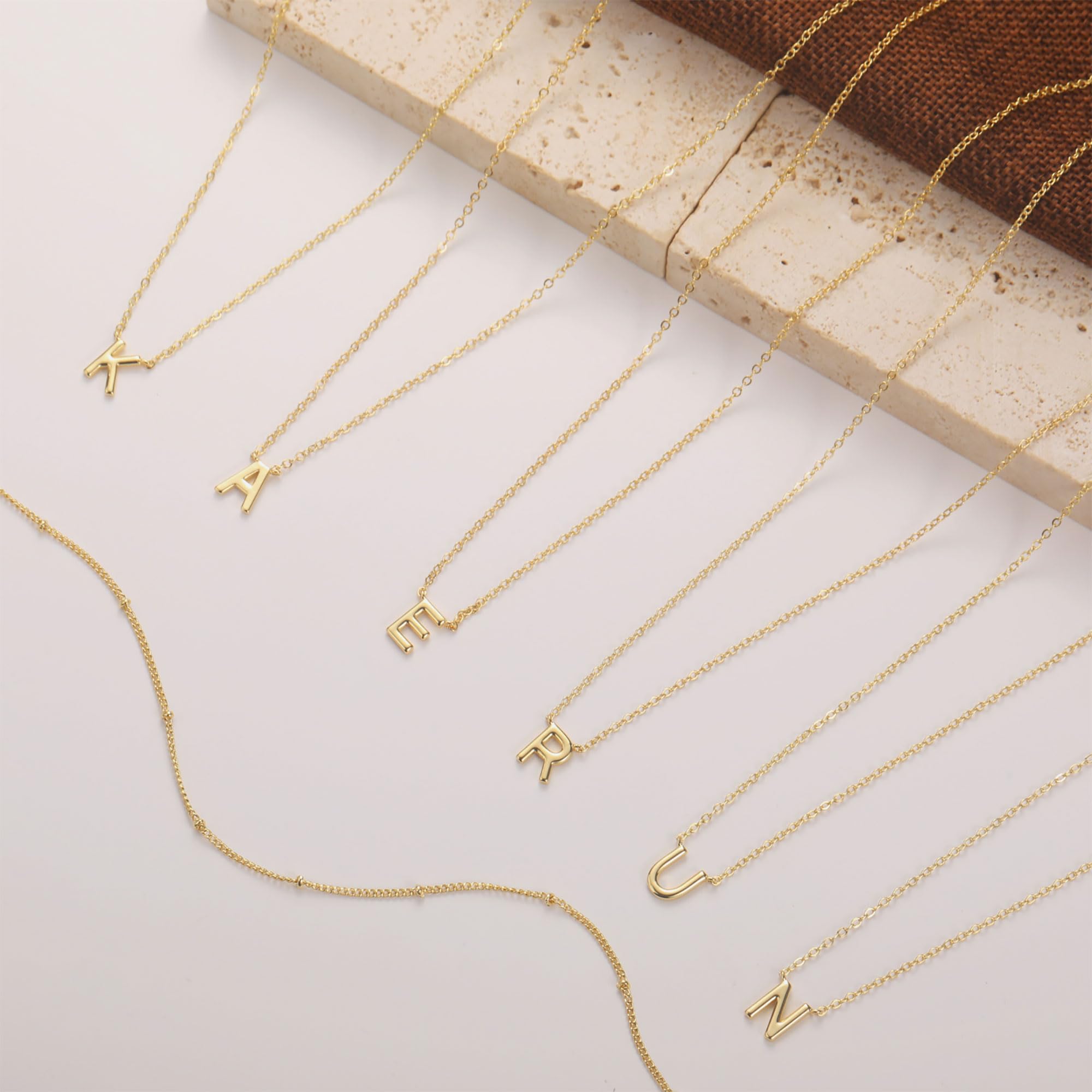 KAERUN 14K Gold Plated Layered Initial Necklace for Women - Dainty Personalized Name Necklace with Tiny Cute Letter A-Z, Gold Jewelry Gift for Her | Perfect for Birthdays, Anniversaries & Everyday Wear