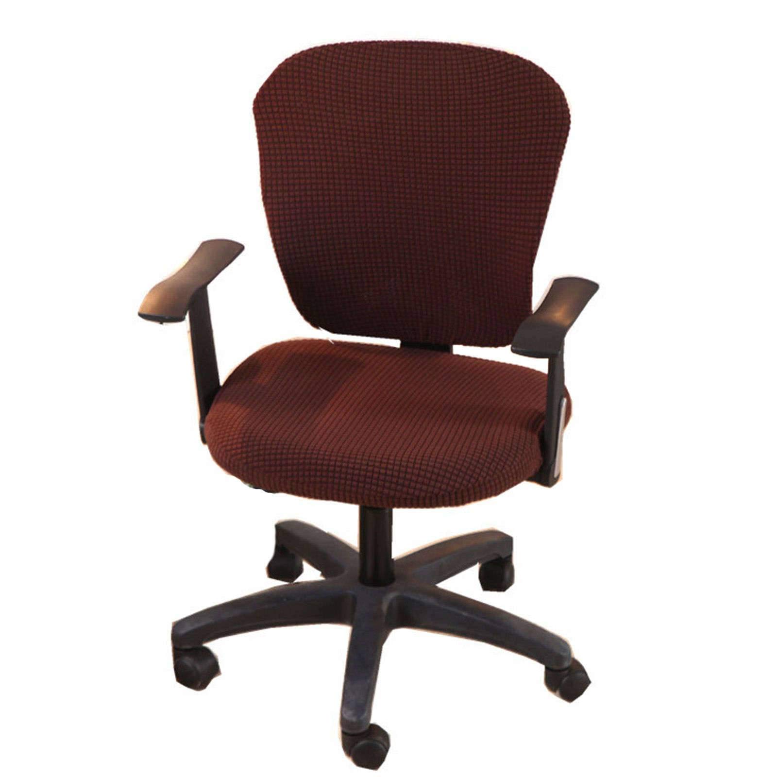 Universal Elastic Spandex Jacquard Computer Office Chair Cover - Washable, Anti-Dust, Removable Stretch Slipcover (Brown) | Perfect for Home Office, Gaming, and Conference Room Chairs