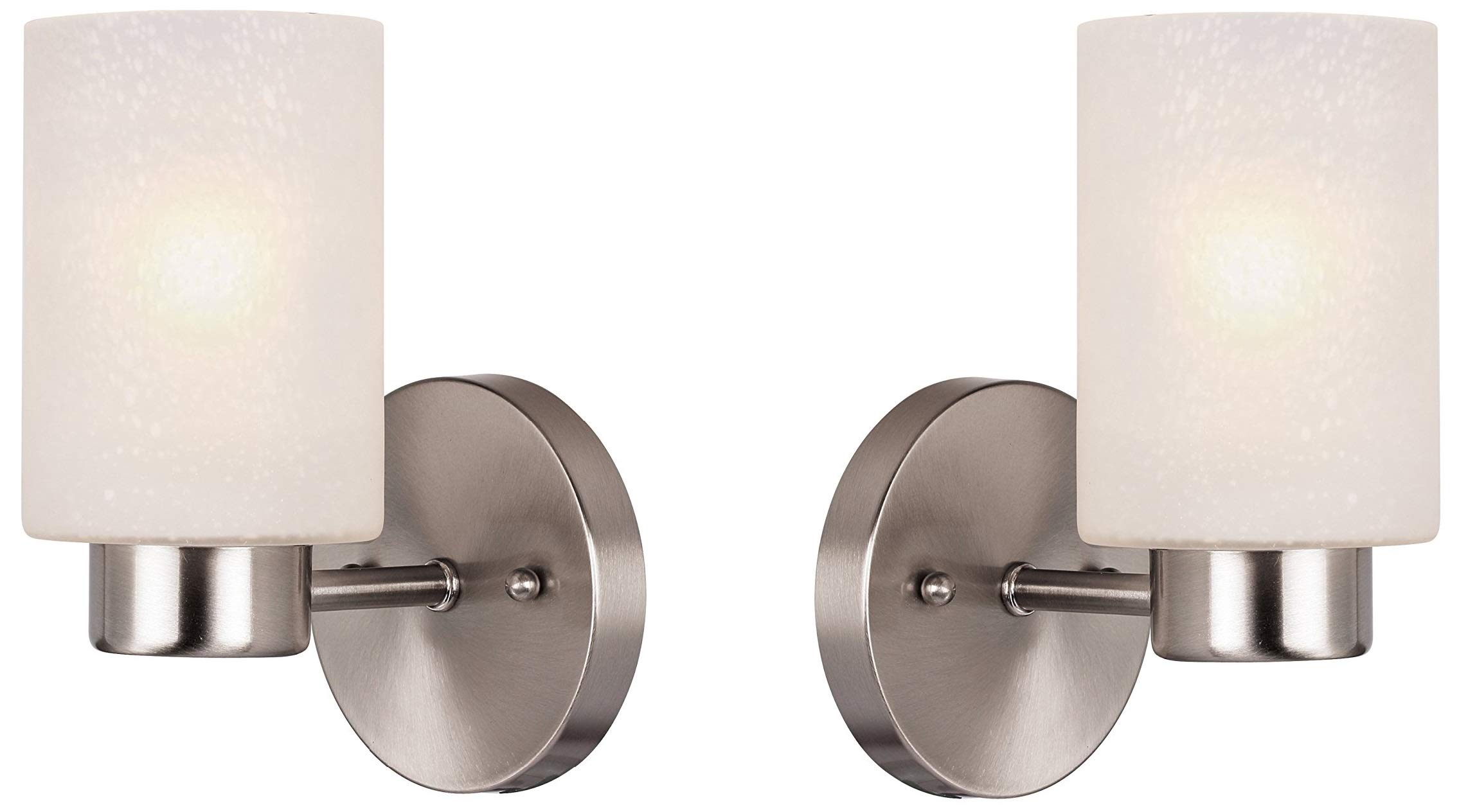 Westinghouse Sylvestre One-Light Indoor Wall Sconce - 2 Pack Brushed Nickel Finish with Frosted Seeded Glass - Perfect for Hallway, Bedroom & Bathroom Lighting