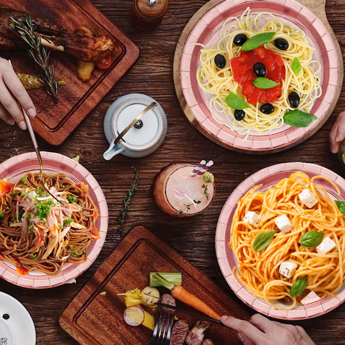 Elegant Rose Gold Party Supplies Set - Disposable Paper Plates, Cups & Napkins for 20 Guests | Perfect for Birthday Parties, Bridal Showers, Baby Showers, Christmas Celebrations & First Day of School | Premium Rose Gold Tableware for Women's Events & Special Occasions