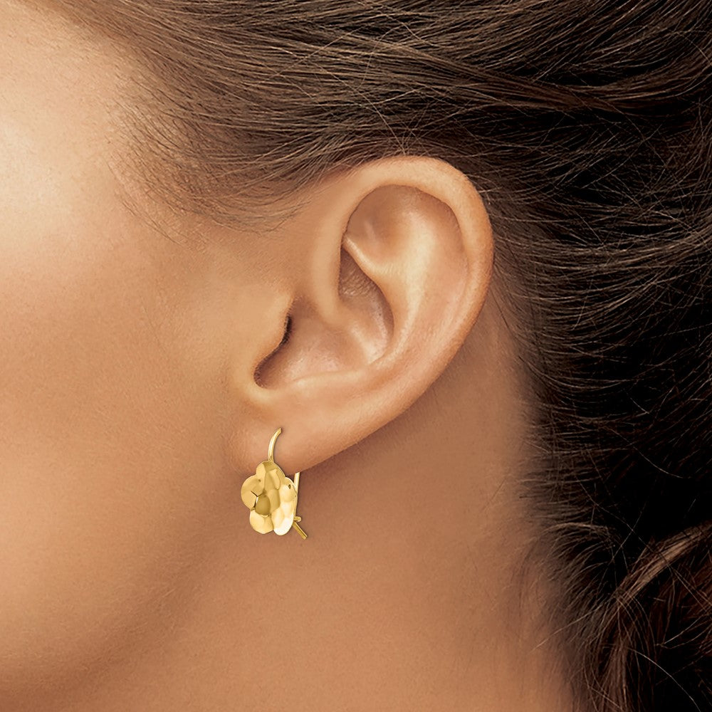 Gold Concave Hammered Flower Disc Earrings TH647 - Boho Chic Jewelry for Women, Perfect for Weddings, Parties & Everyday Wear