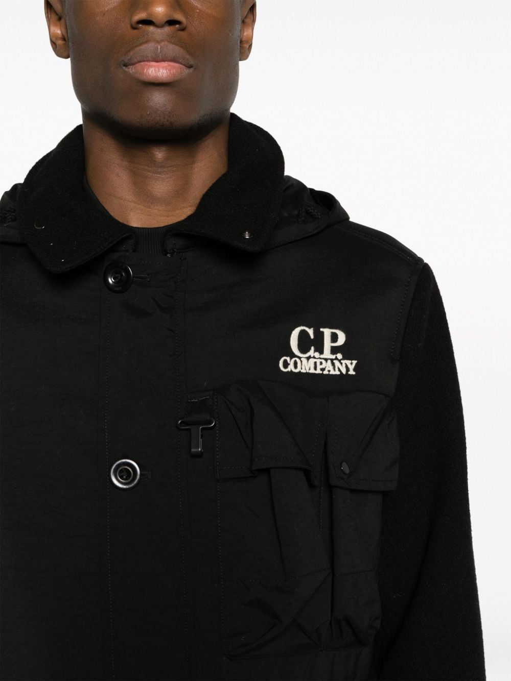 CP COMPANY Men's Black Winter Coat - Waterproof Windbreaker Jacket for Outdoor Activities & Urban Style