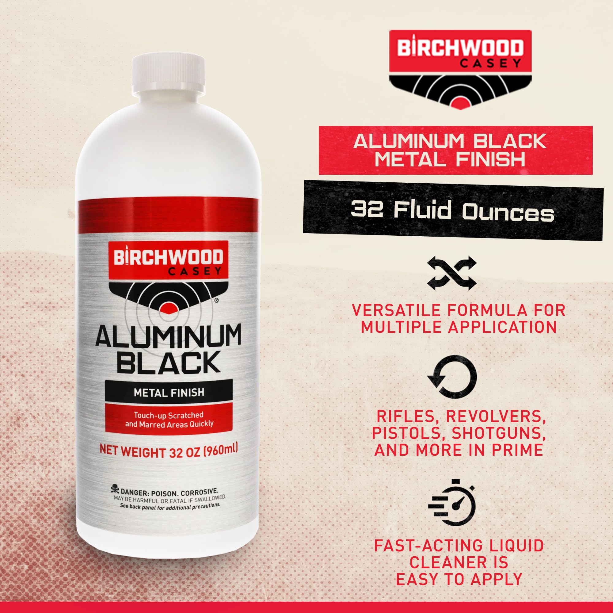 Birchwood Casey Fast-Drying Aluminum Black Metal Finish - Restores Scratches & Marks on Guns, Tools & Metal Surfaces | Ideal for Gun Cleaning, Firearm Restoration & DIY Metal Repair