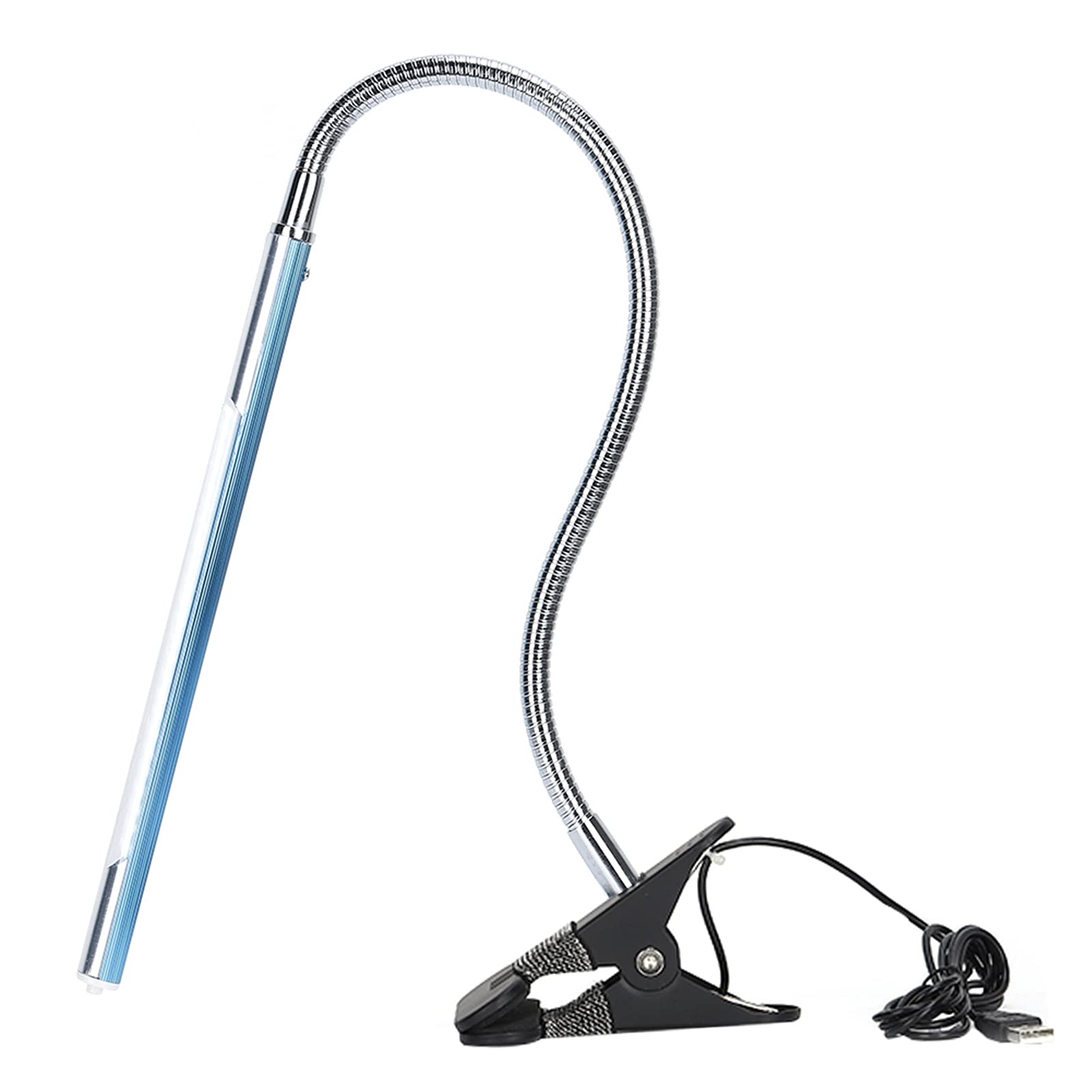 Adjustable LED Desk Lamp with USB Charging Port - 3 Brightness Levels, Eye-Caring Clip Light for Tattoo, Manicure & Makeup Artists (Blue) | Perfect for Home Office, Salon & Beauty Studio Workspaces