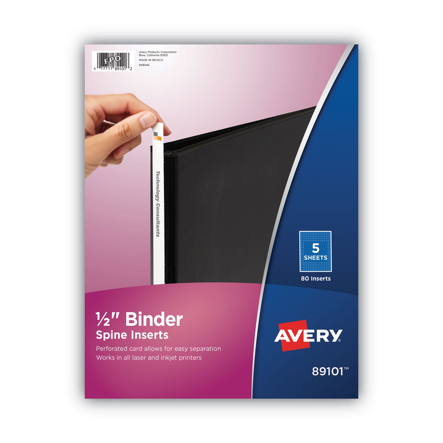 Avery® Binder Spine Inserts - 0.5