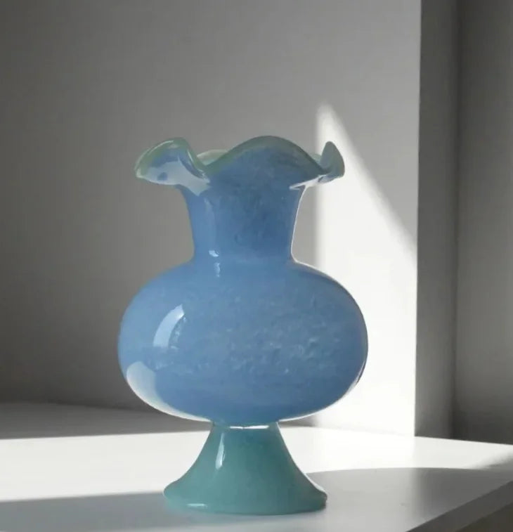 Lily Bloom Pedestal Glass Vase - Elegant 12