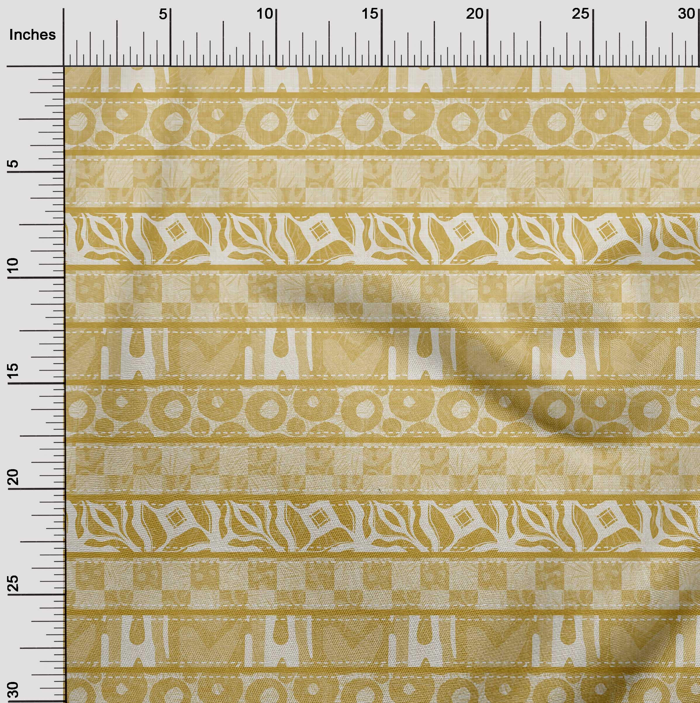 oneOone Polyester Spandex Yellow Batik Fabric - 56 Inch Wide DIY Clothing & Quilting Material for Asian Style Apparel, Home Decor, and Craft Projects | Perfect for Dresses, Scarves, and Cultural Costumes