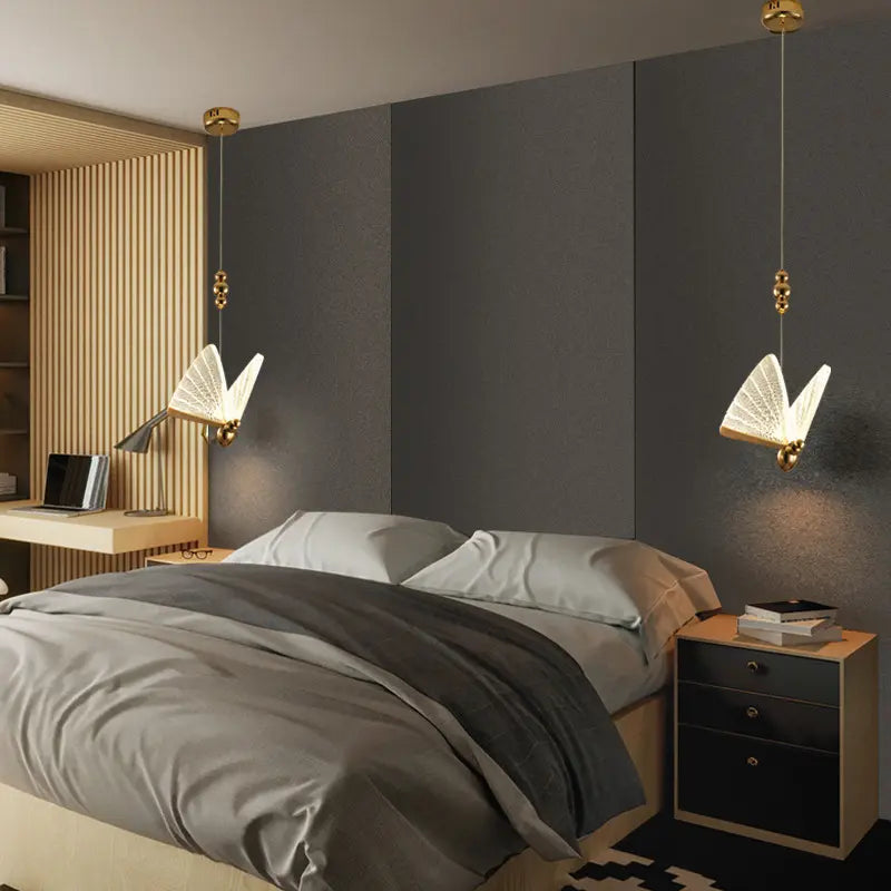 LED Butterfly Pendant Lights - Elegant Floral Chandelier for Bedroom, Nursery & Dining Room Decor - Dimmable Hanging Light Fixture for Home & Cafe Lighting