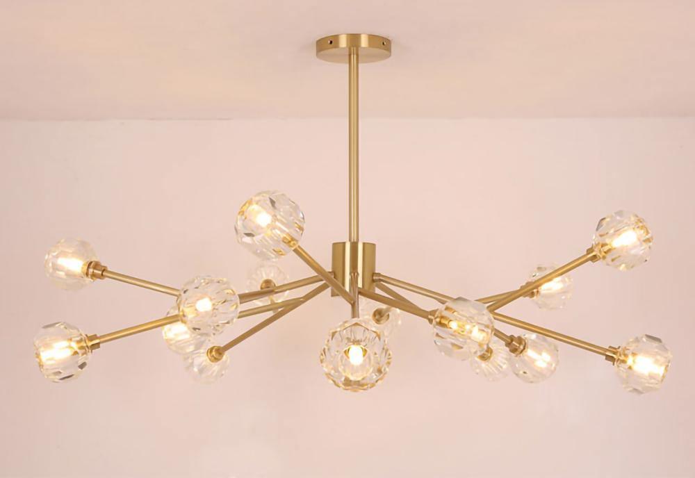 Crystal Ball Round Cluster Chandelier - Elegant Glass Sphere Ceiling Light Fixture for Dining Room, Bedroom & Living Room Decor