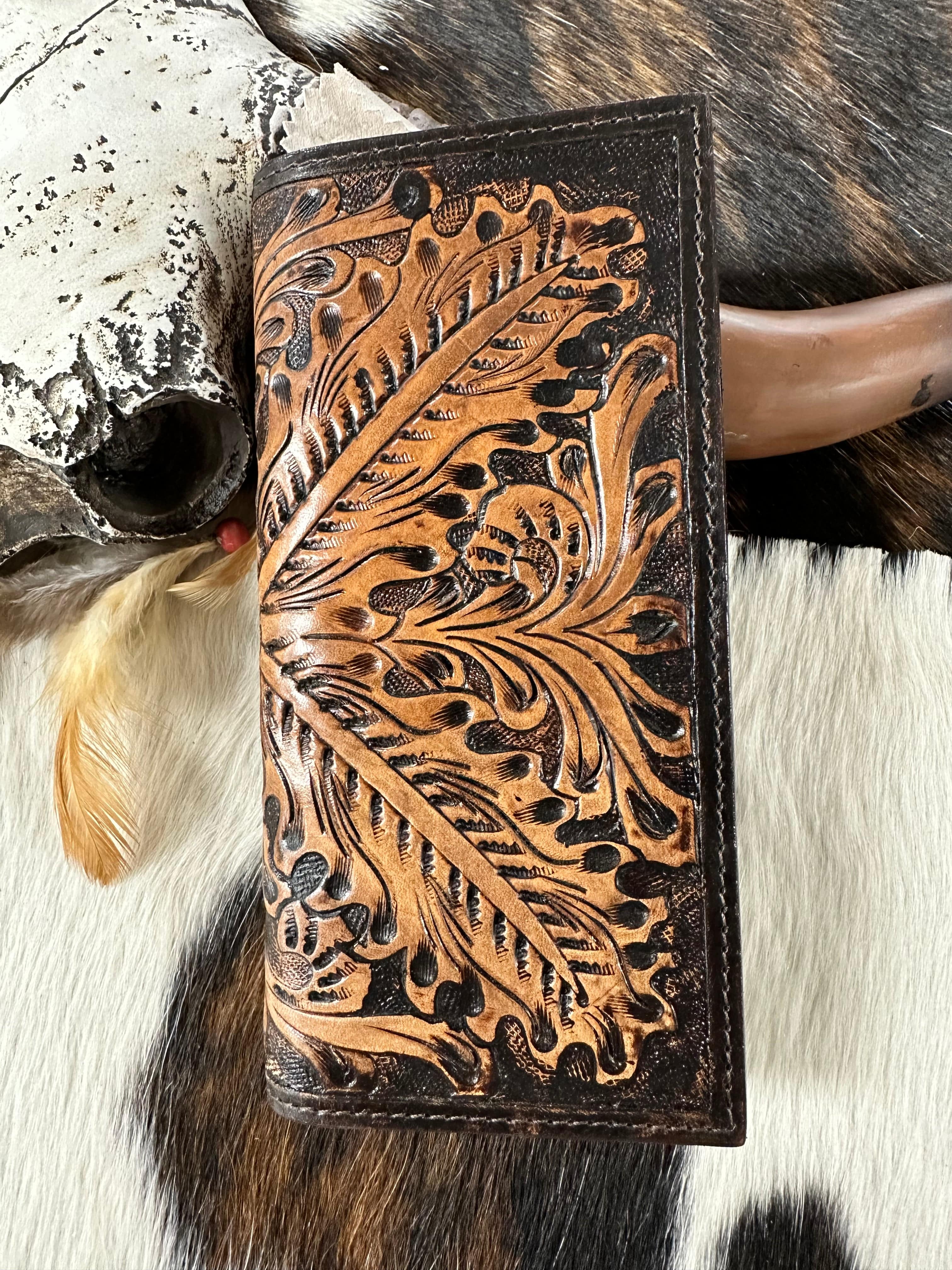 Floral Print Leather Wallet for Men & Women - Ranger Belt Company - Stylish & Durable RFID Blocking Bifold Wallet for Everyday Use, Travel & Gifts