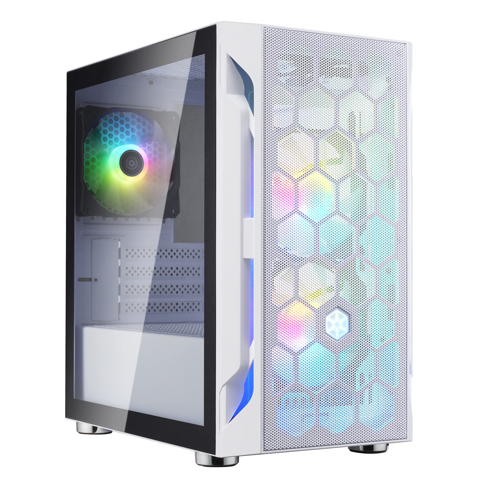 SilverStone Technology FARA H1M PRO White Micro-ATX Tower PC Case with Tempered Glass Side Panel & 3 ARGB Fans - Compact Gaming Case for High-Airflow Builds, Perfect for Esports & Streaming Setups (SST-FAH1MW-PRO)
