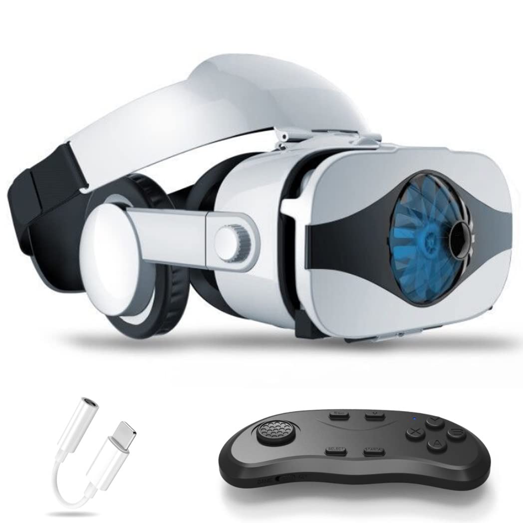 3D VR Headset with Bluetooth Controller - Compatible with iPhone 13 Pro Max/13 Pro/13/12/11, Samsung Galaxy S21, Huawei & Xiaomi Series - Immersive Virtual Reality Experience for Gaming, Movies & 360° Videos (Color: Black, OS: iOS/Android)