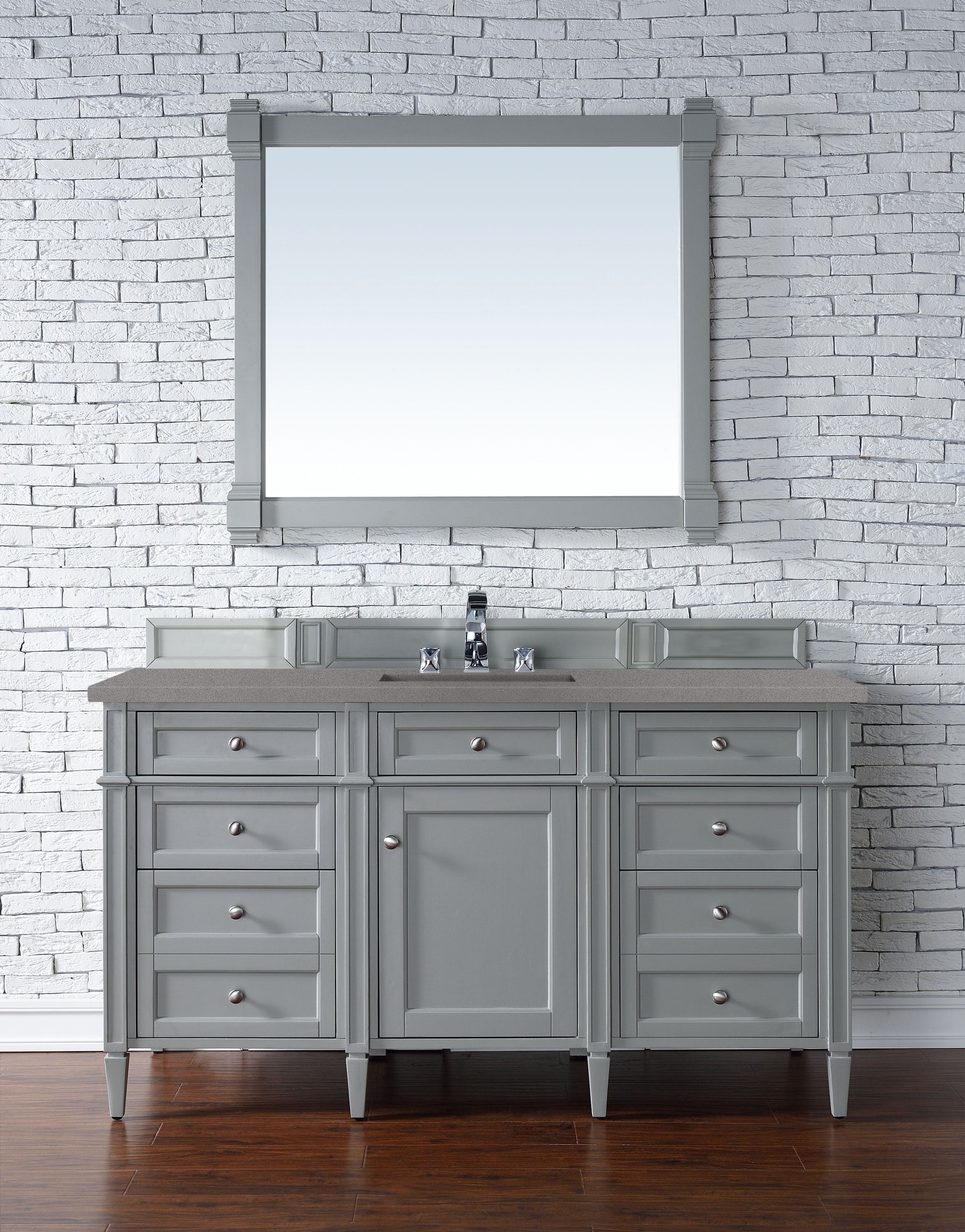 Brittany 60-Inch Urban Gray Single Bathroom Vanity with 3CM Grey Expo Quartz Countertop - Perfect for Modern Master Bathrooms & Powder Rooms