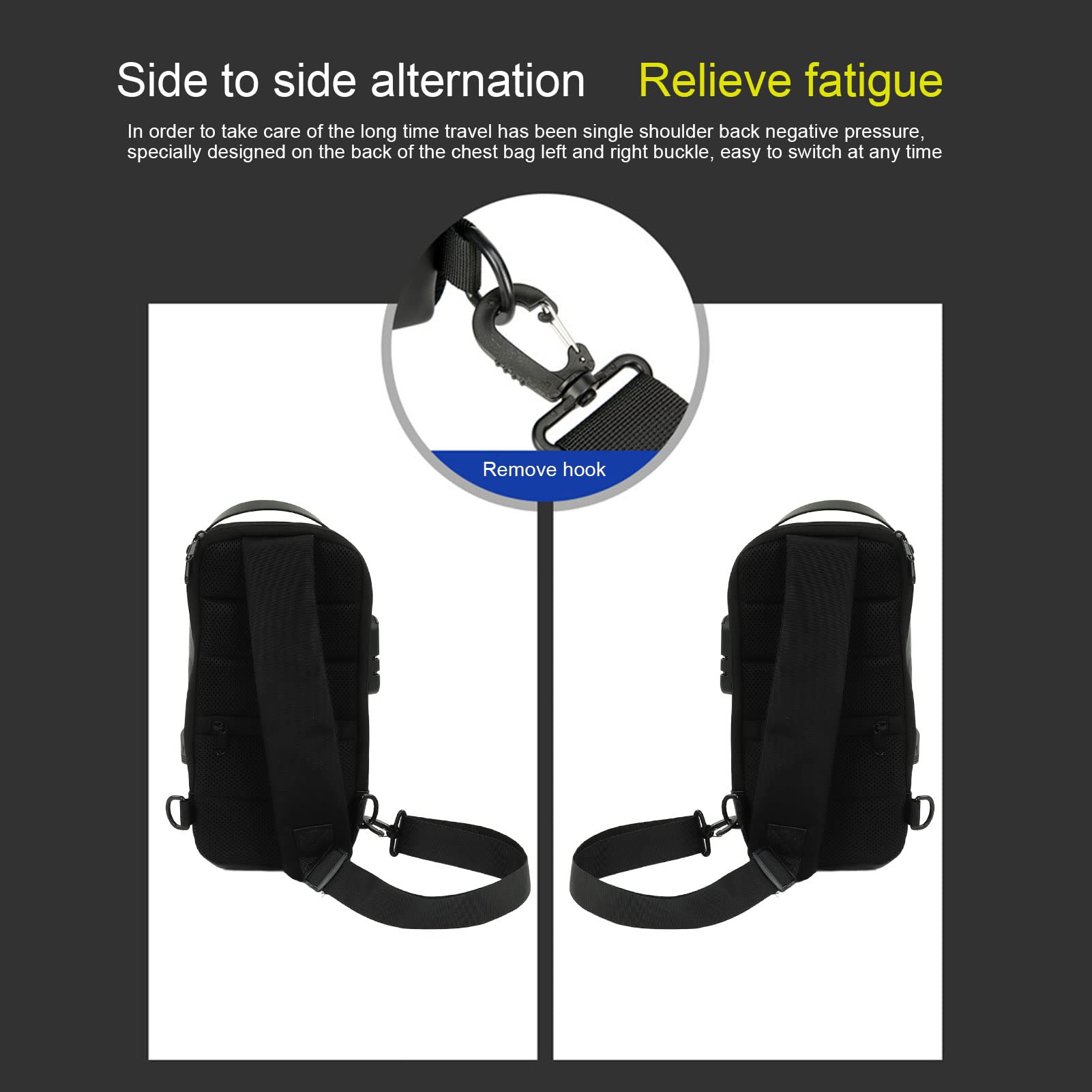 Anti-Theft Crossbody Sling Backpack with Password Lock, Waterproof Chest Shoulder Bag for Men & Women - Perfect for Cycling, Hiking, Travel & Outdoor Activities (Black)