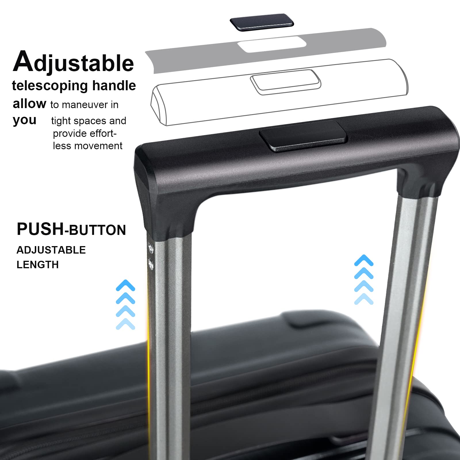 20 Inch Lightweight Hardshell Carry On Luggage with Spinner Wheels - TSA Lock, Airline Approved (22x14x9 Inches) - Durable PC+ABS Black Rolling Suitcase for Business Travel, Weekend Getaways & Airplane Overhead Bin Storage