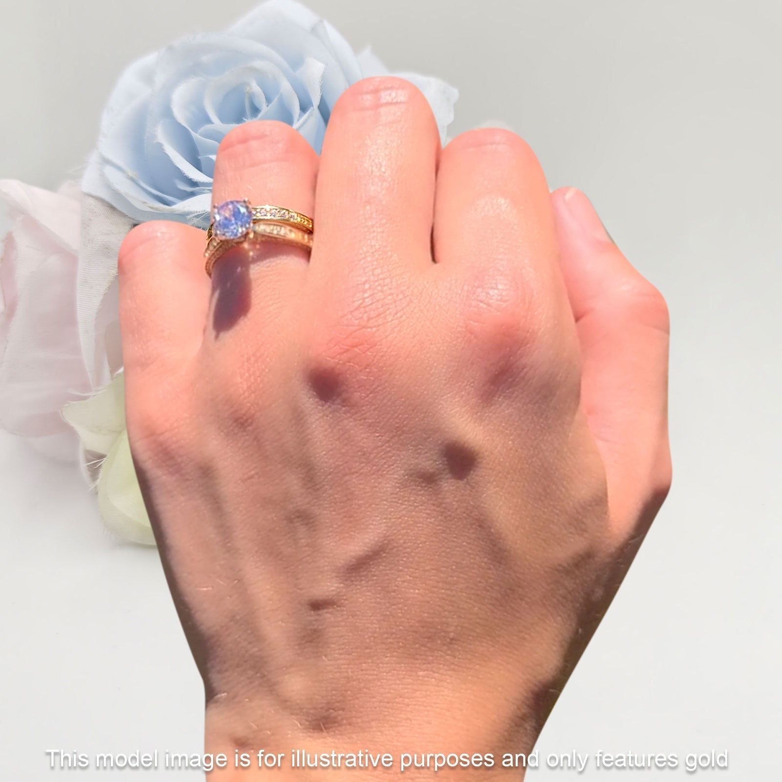 14K Yellow Gold Round Two Piece Lab Created Pink Opal Bridal Ring Set – Elegant Wedding Band & Engagement Ring for Women, Perfect for Proposals, Anniversaries & Romantic Occasions